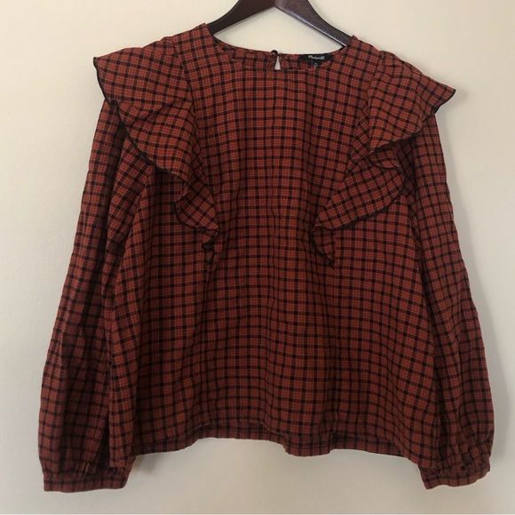 Madewell Tops - Madewell Gingham Ruffle Top